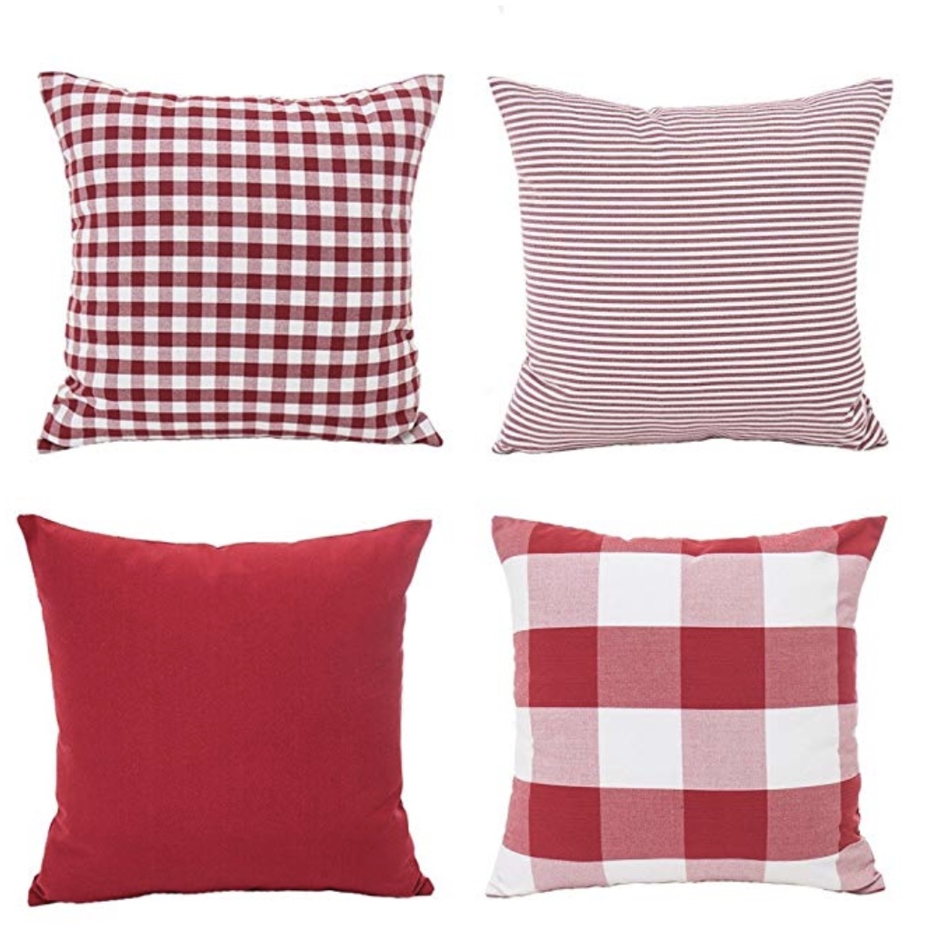 Christmas Pillows, Red Pillow, Plaid Pillow