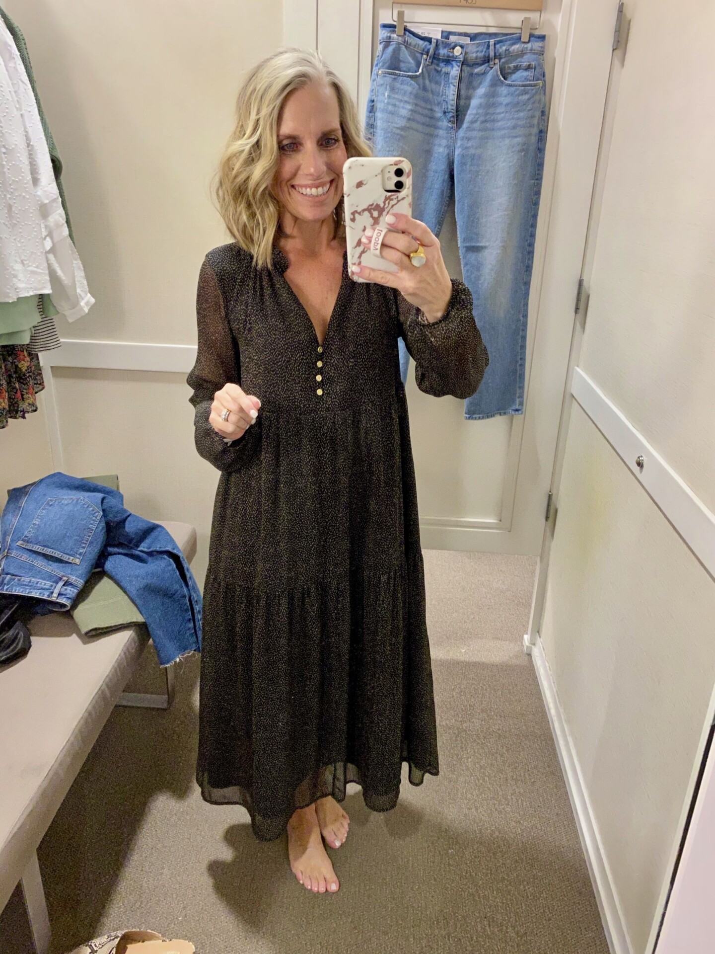 in store Loft try on  midi dress