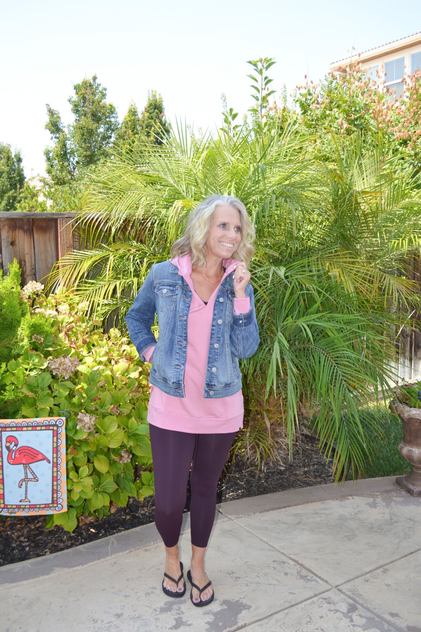 Spanx leggings & Peach sweatshirt