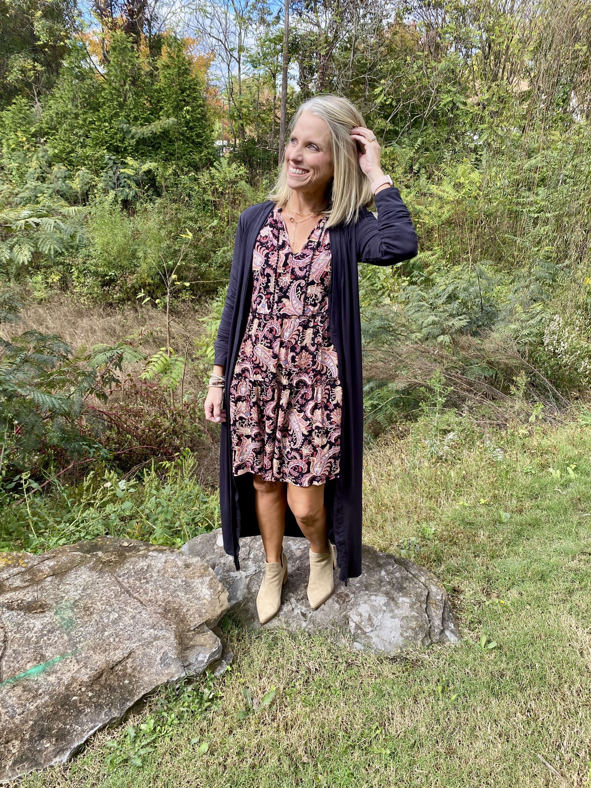 Target Dress and Peach Cardigan – Coast 