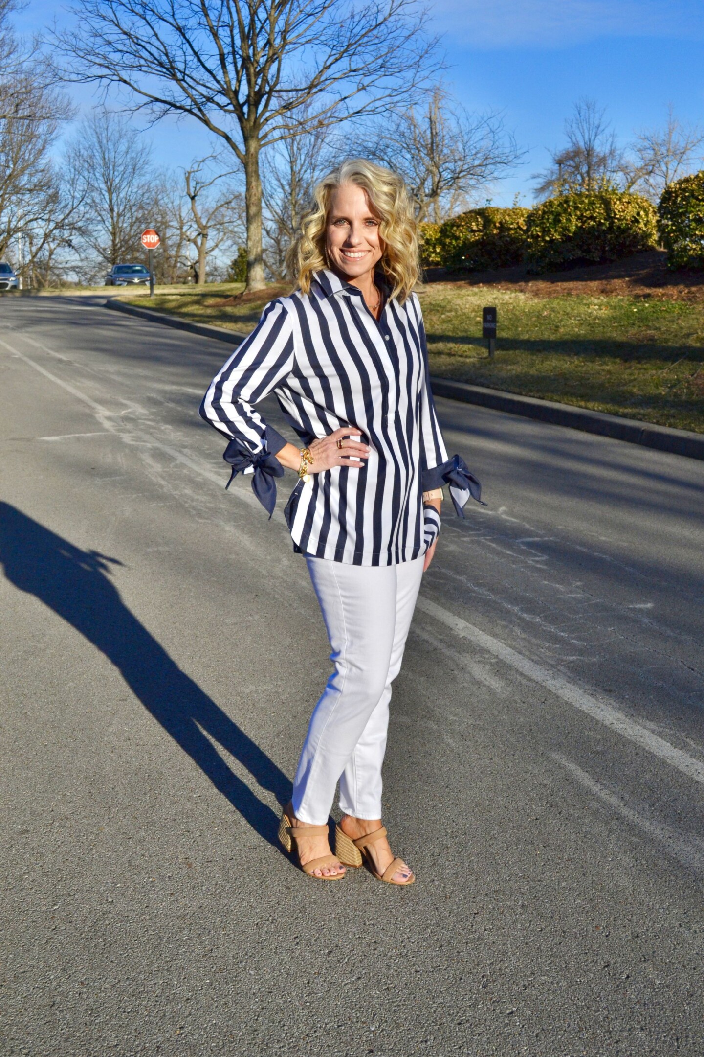 beautiful navy and white tunic from Chico’s