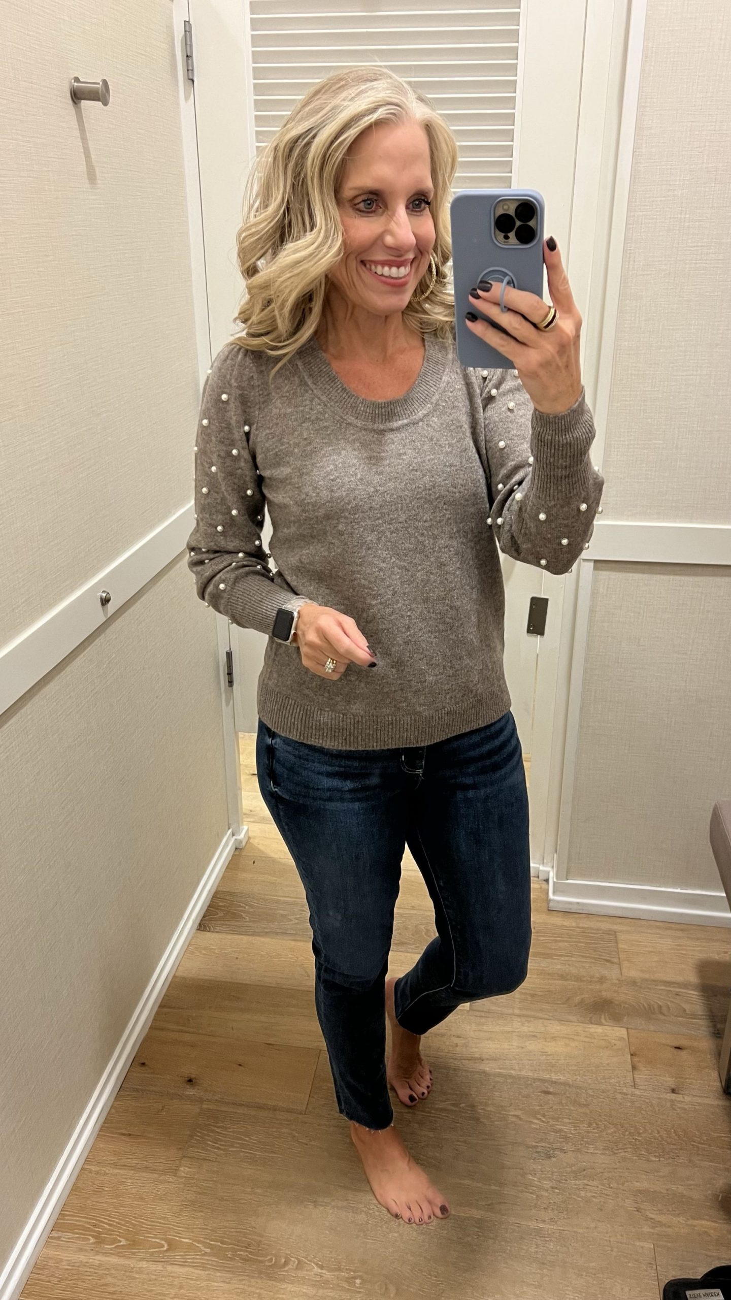 Pearl sleeve sweater