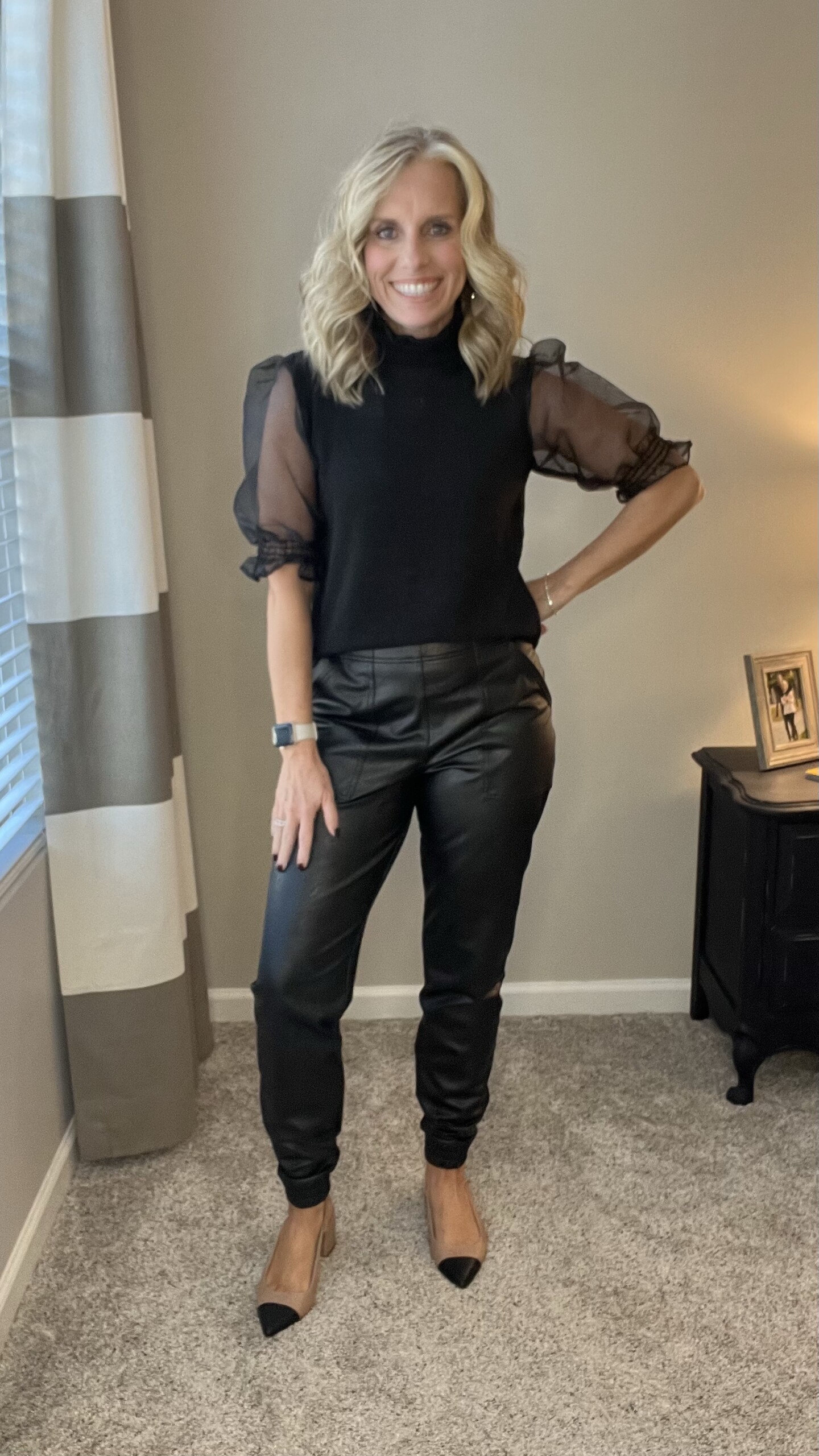 Spanx faux leather joggers for the holidays