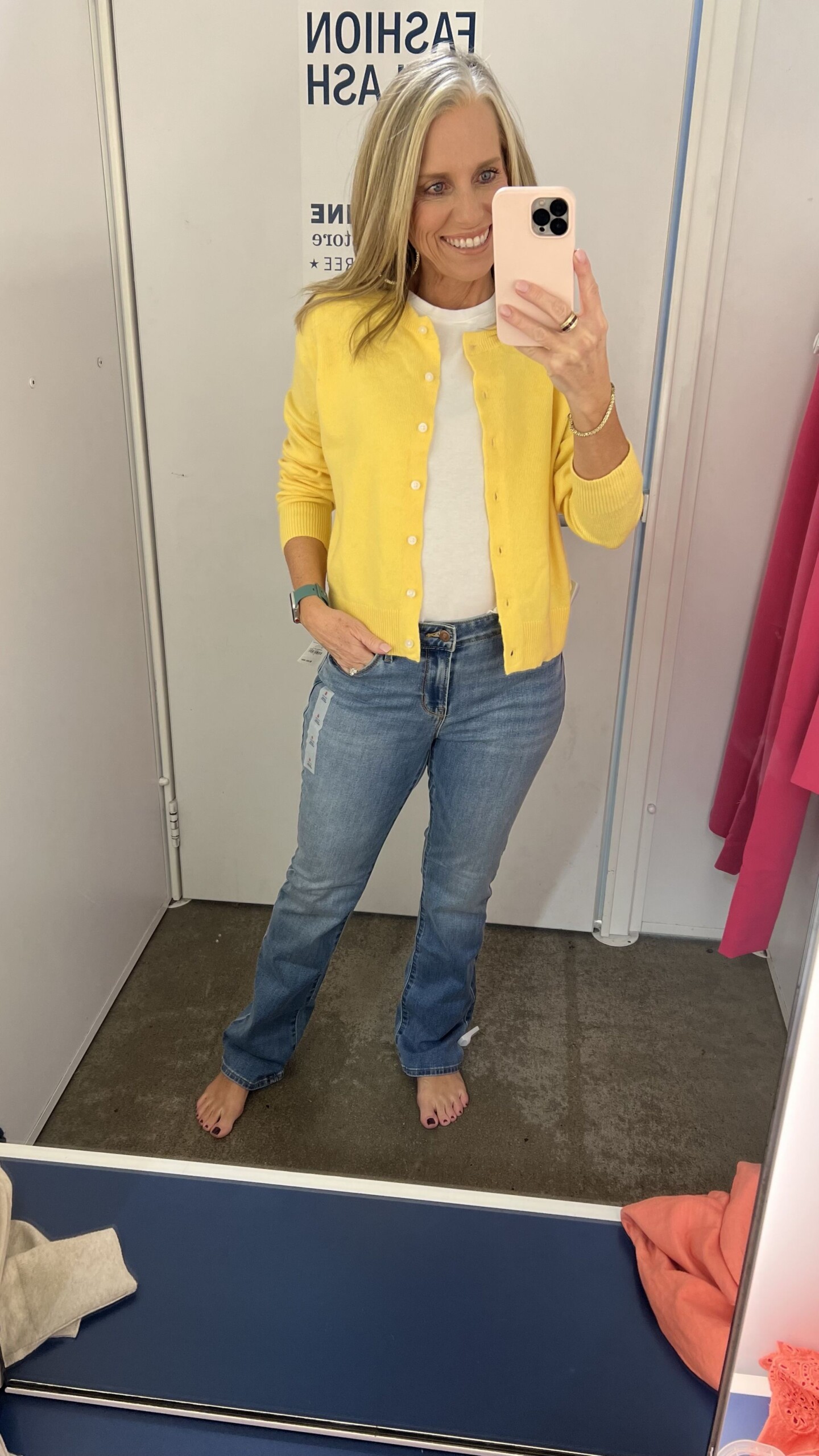 bright yellow sweater from Old Navy