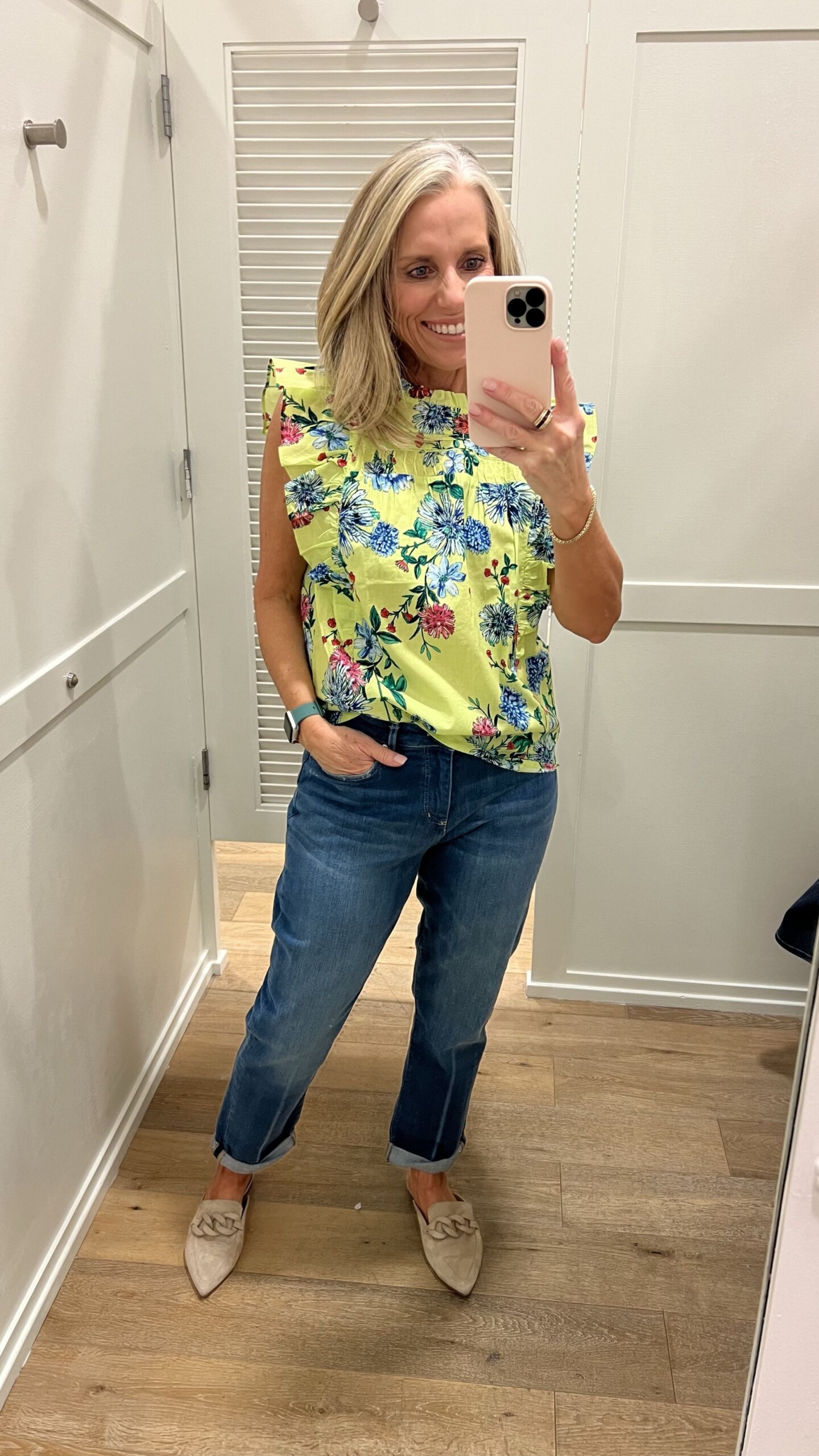 Chartreuse floral blouse colors of spring 