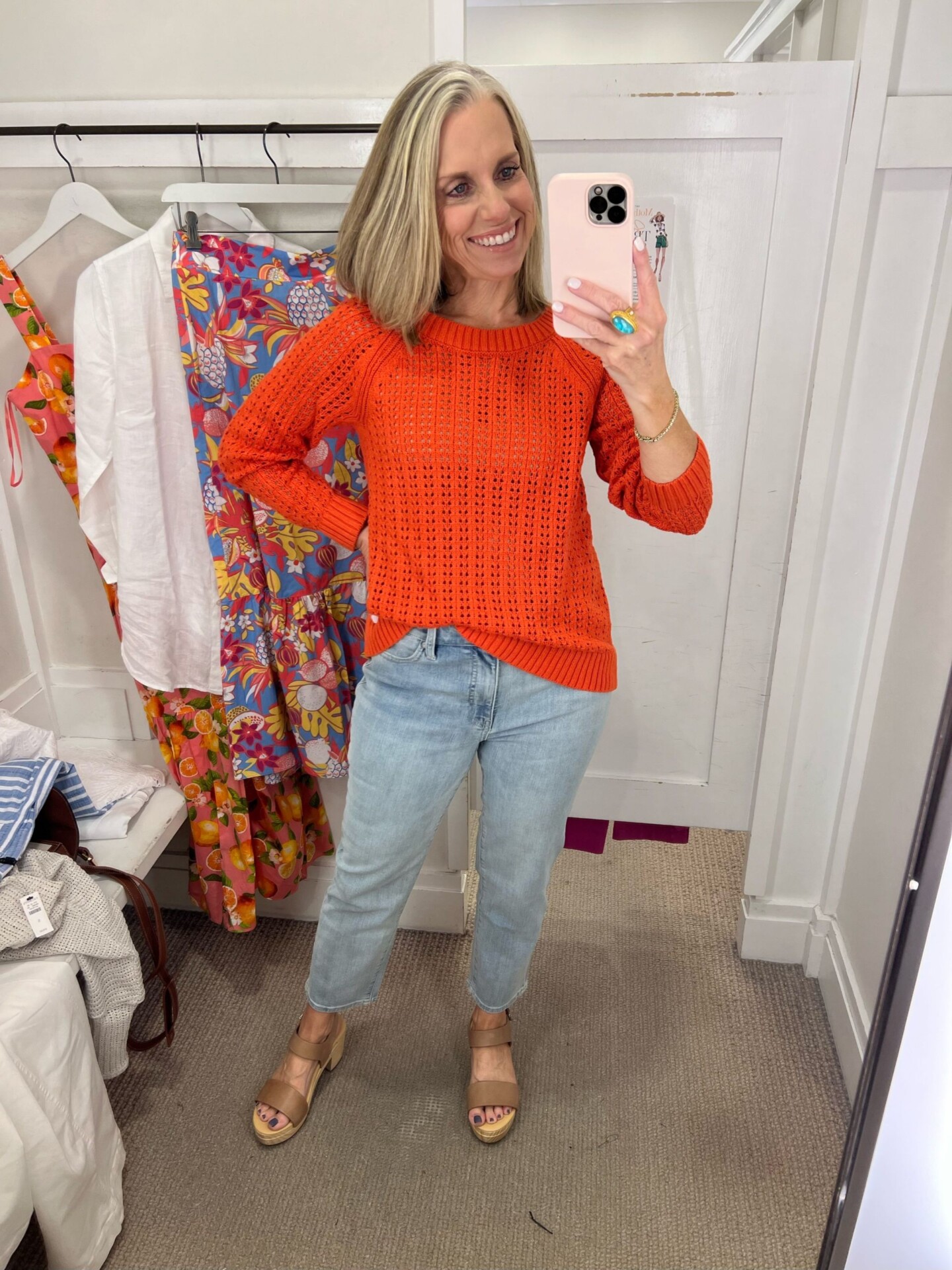 Talbots sweater and jeans